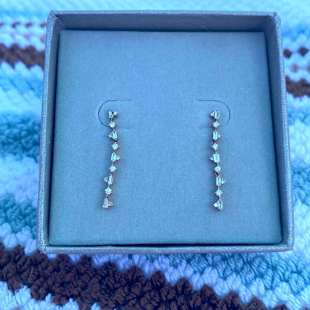 Diamond and baguette earrings